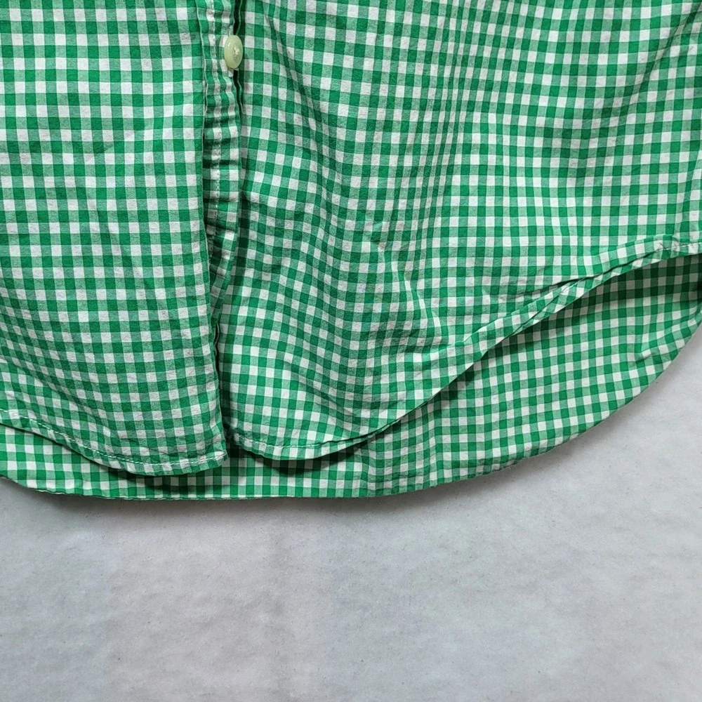 Ralph Lauren Kids Green Gingham Short Sleeve Button Down Shirt Size M 10-12